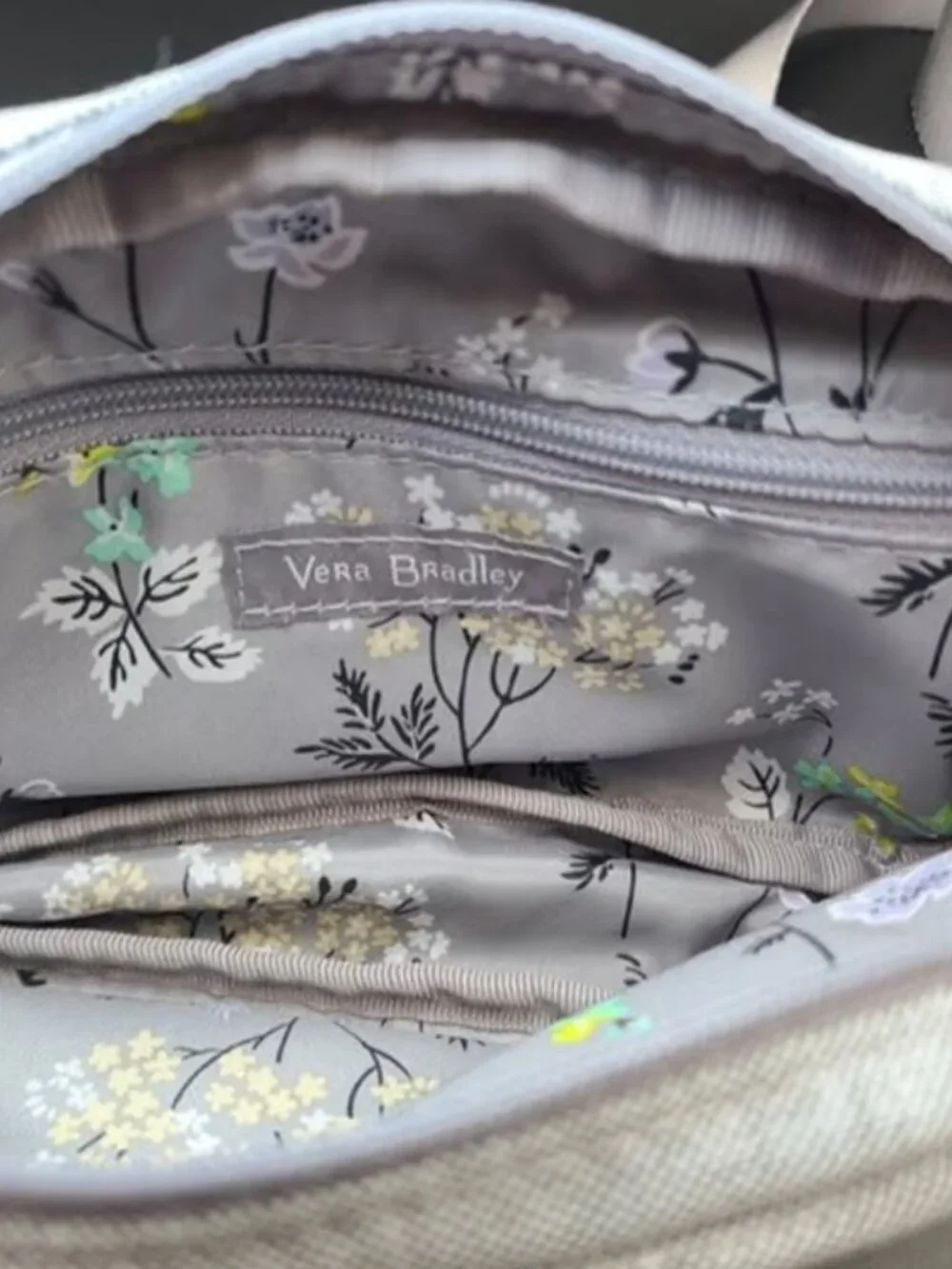 Vera Bradley Heather Gray Belt Bag NWT Floral Interior Fanny Pack Crossbody - Picture 3 of 7